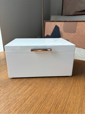 West Elm Mid-Century White Lacquer Jewelry Box